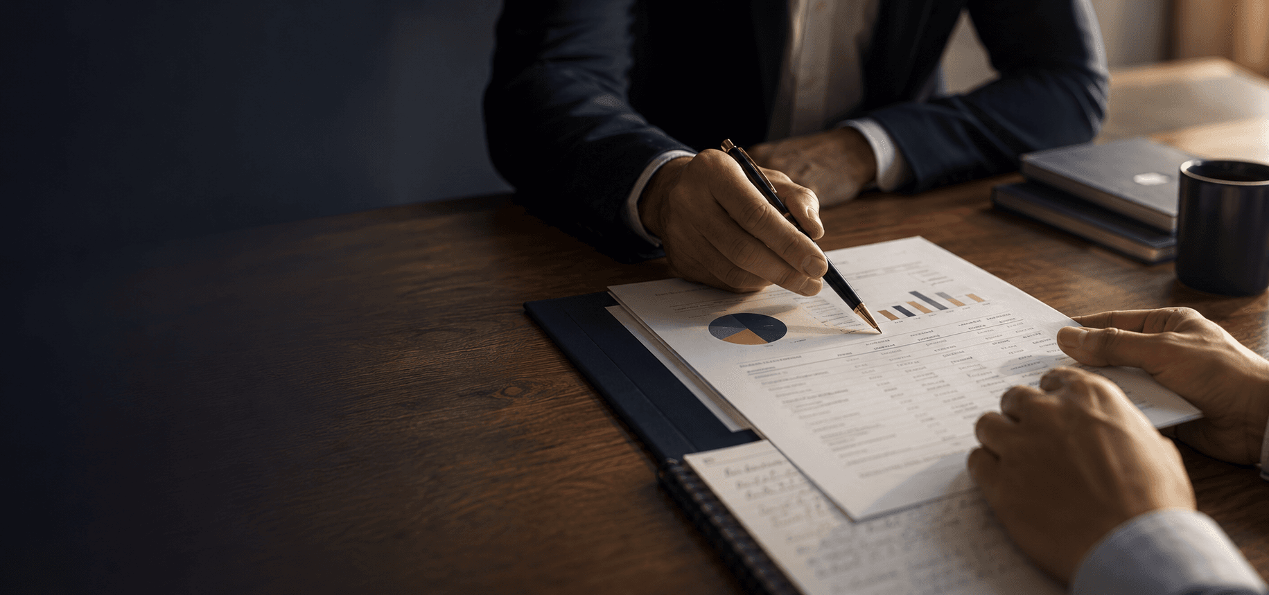 Adpeco advisor reviewing financial charts with a client